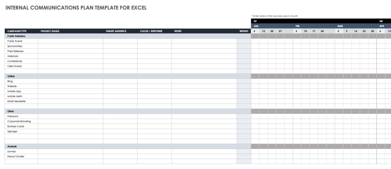 Internal Communication Plan Templates | Smartsheet