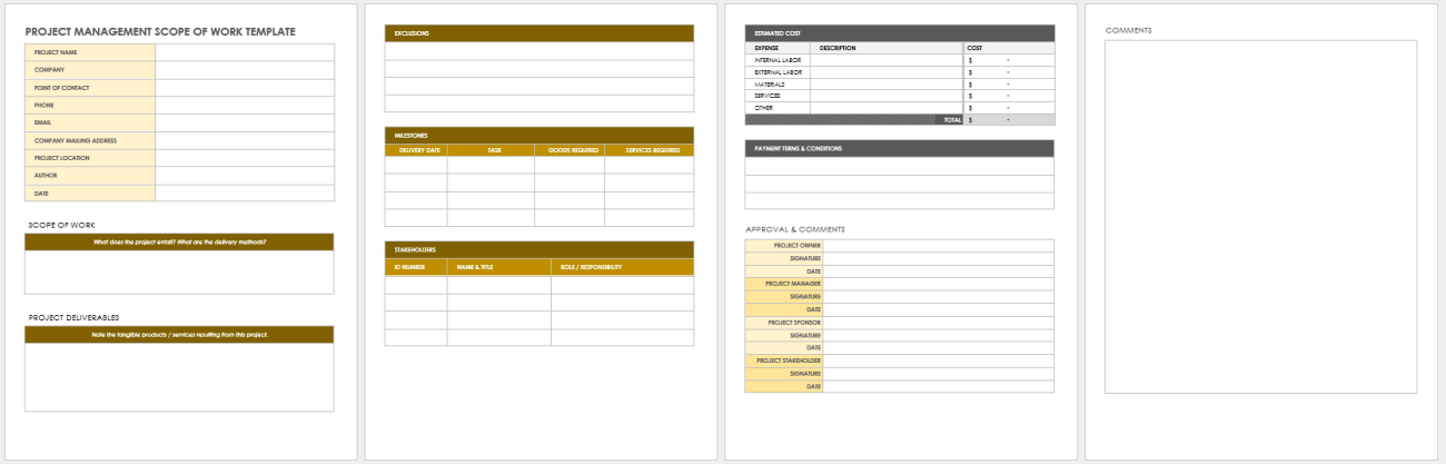 Free Scope of Work Templates for Microsoft Excel | Smartsheet