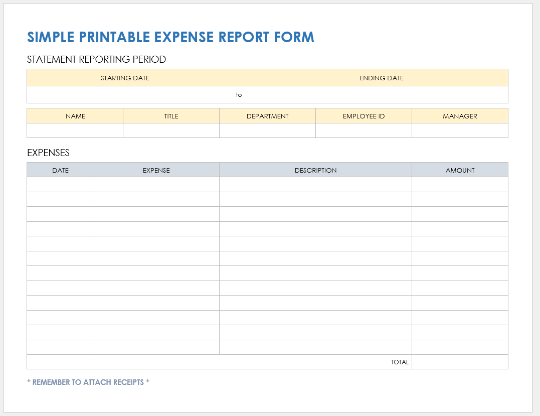 Free PDF Expense Report Templates And Forms | Smartsheet