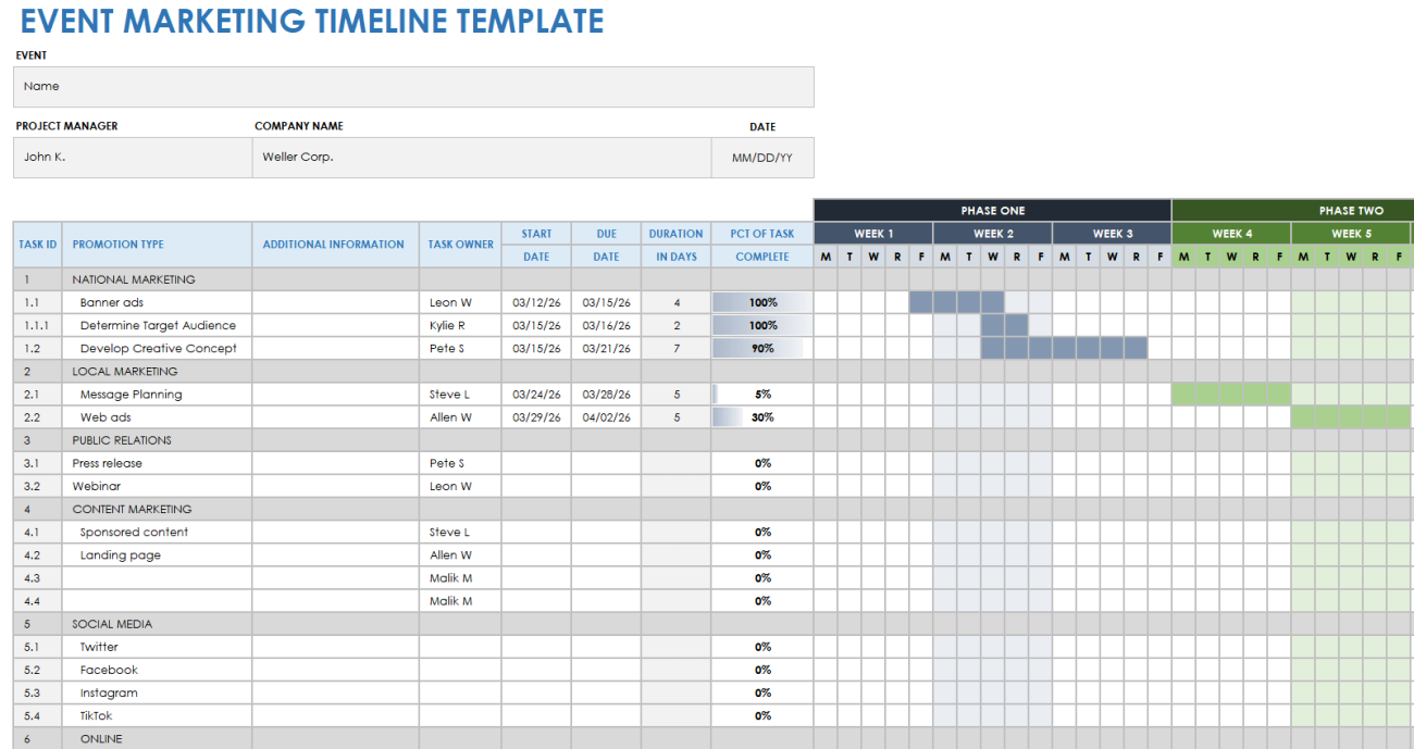 Free Event Marketing Templates | Smartsheet