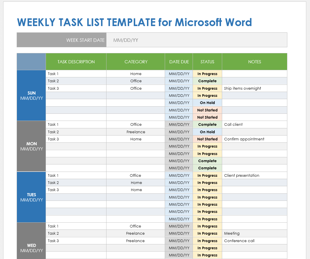 Free Microsoft Word Task List Templates, Planners & Checklists | Smartsheet