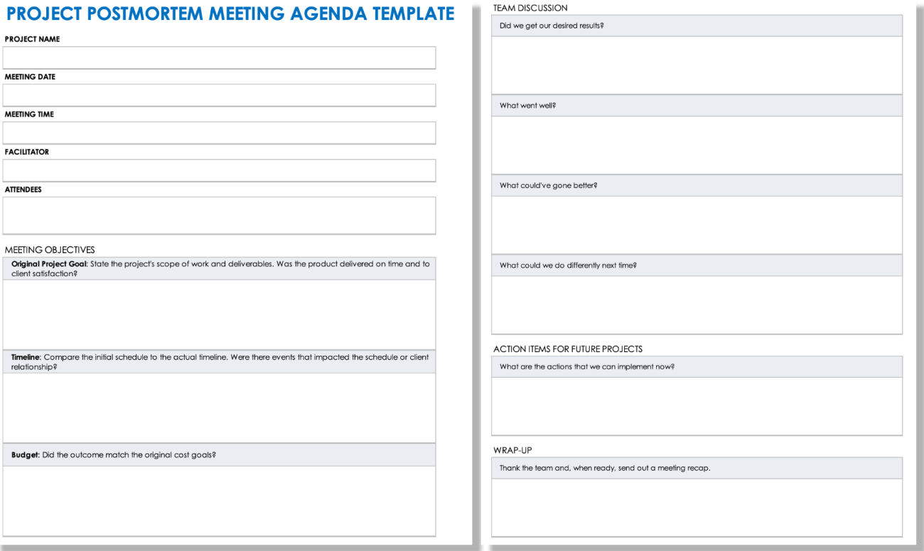 Free Project Management Meeting Agenda Templates | Smartsheet