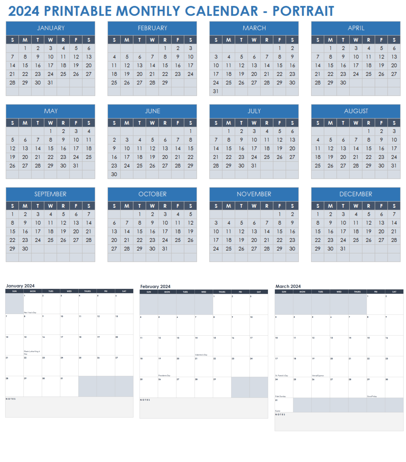 15 Free 2024 Monthly Calendar Templates Smartsheet