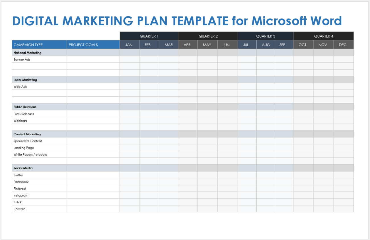 Free Microsoft Word Marketing Plan Templates