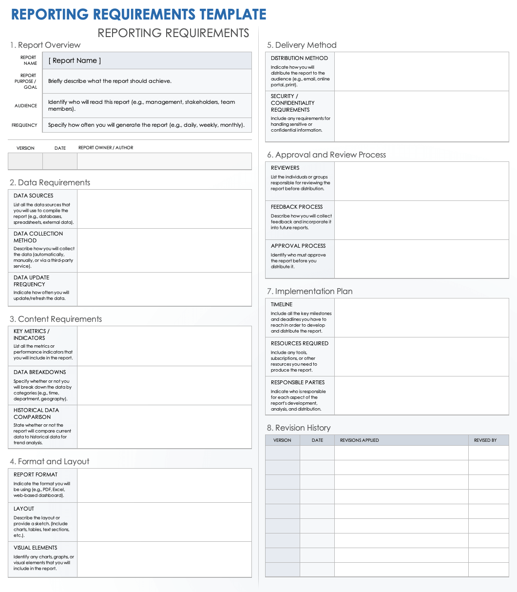 Free Reporting Requirements Templates: All Types & Formats | Smartsheet