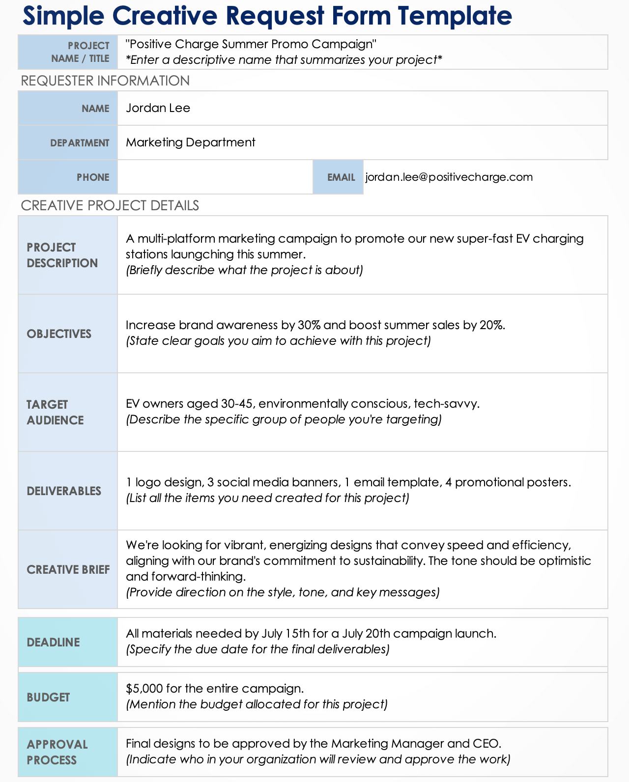 Free Creative Request Forms & Templates: Easy to Customize