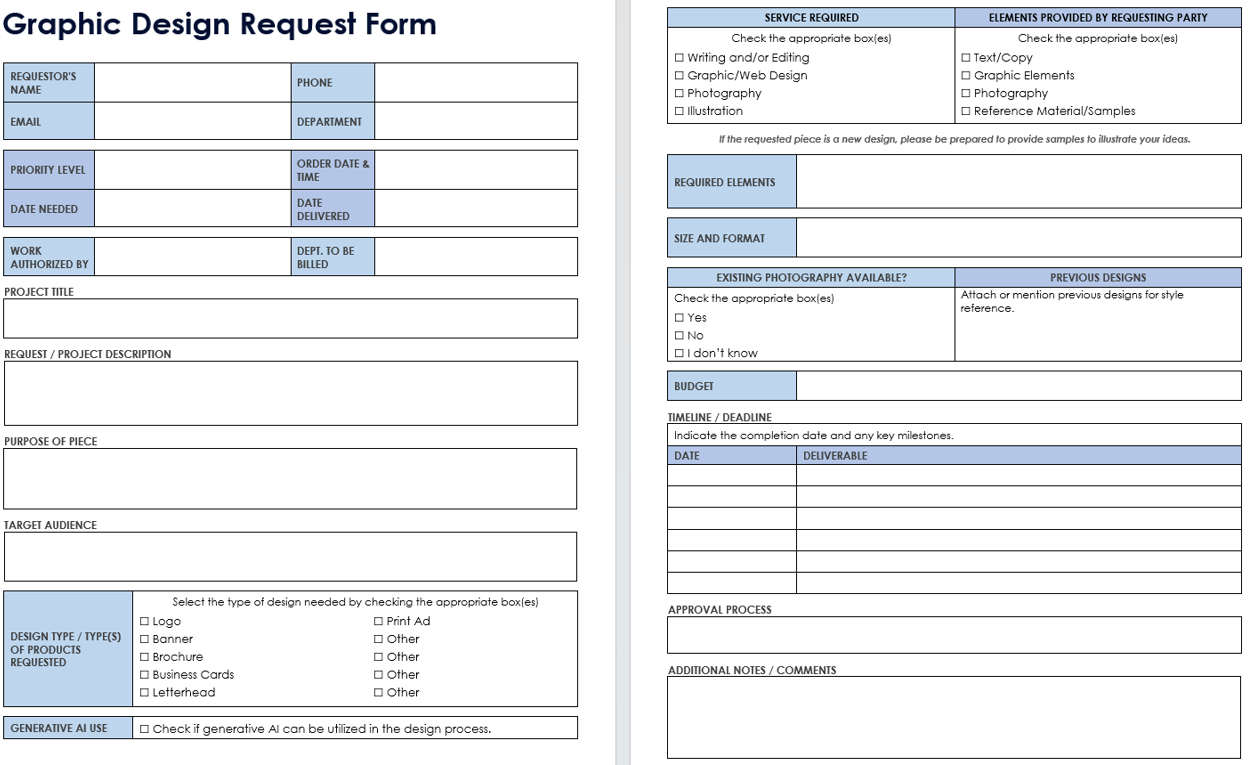 Free Marketing Request Forms, Templates & Examples