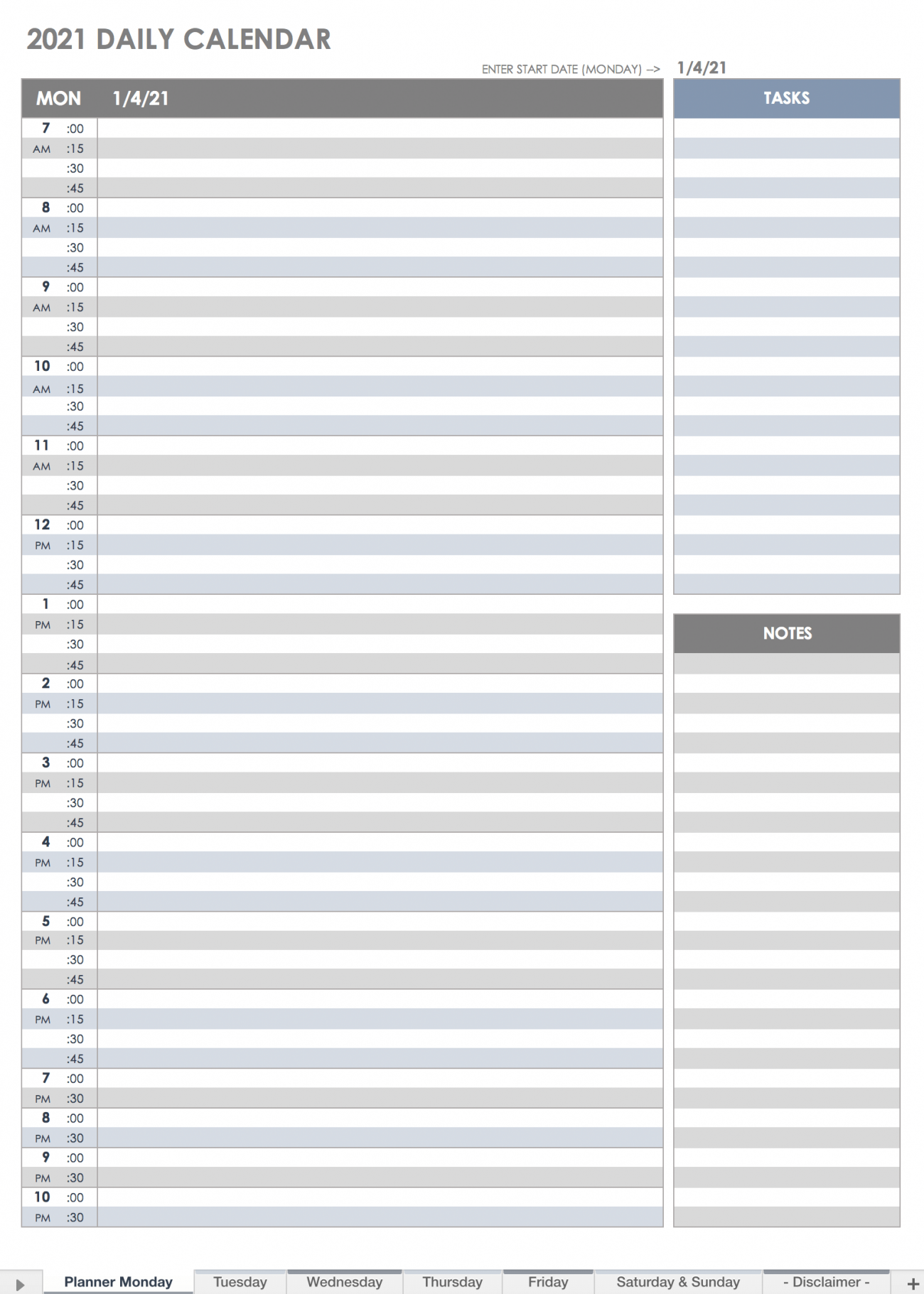 excel weekly appointment calendar template