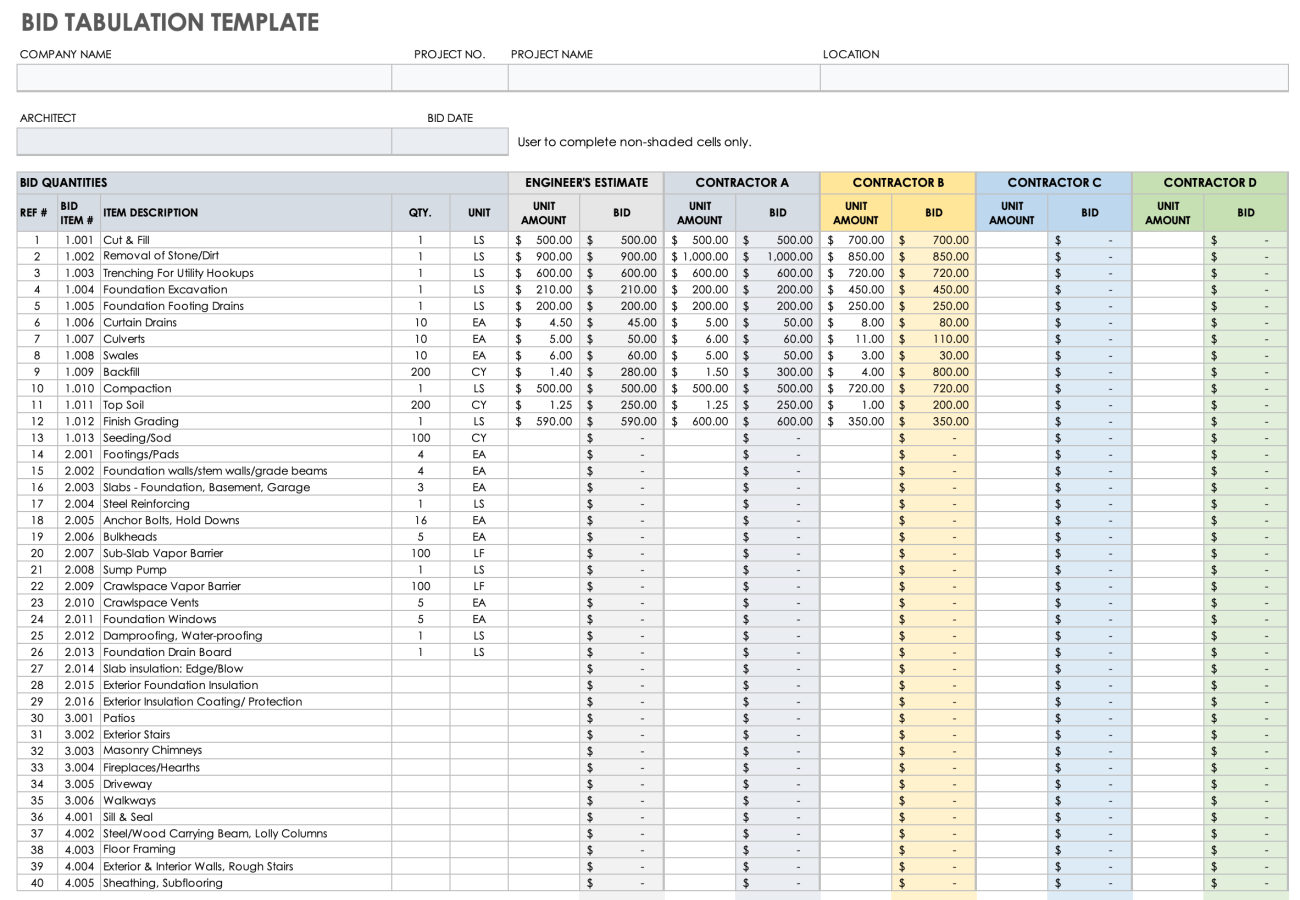 Free Construction Quote Templates | Smartsheet