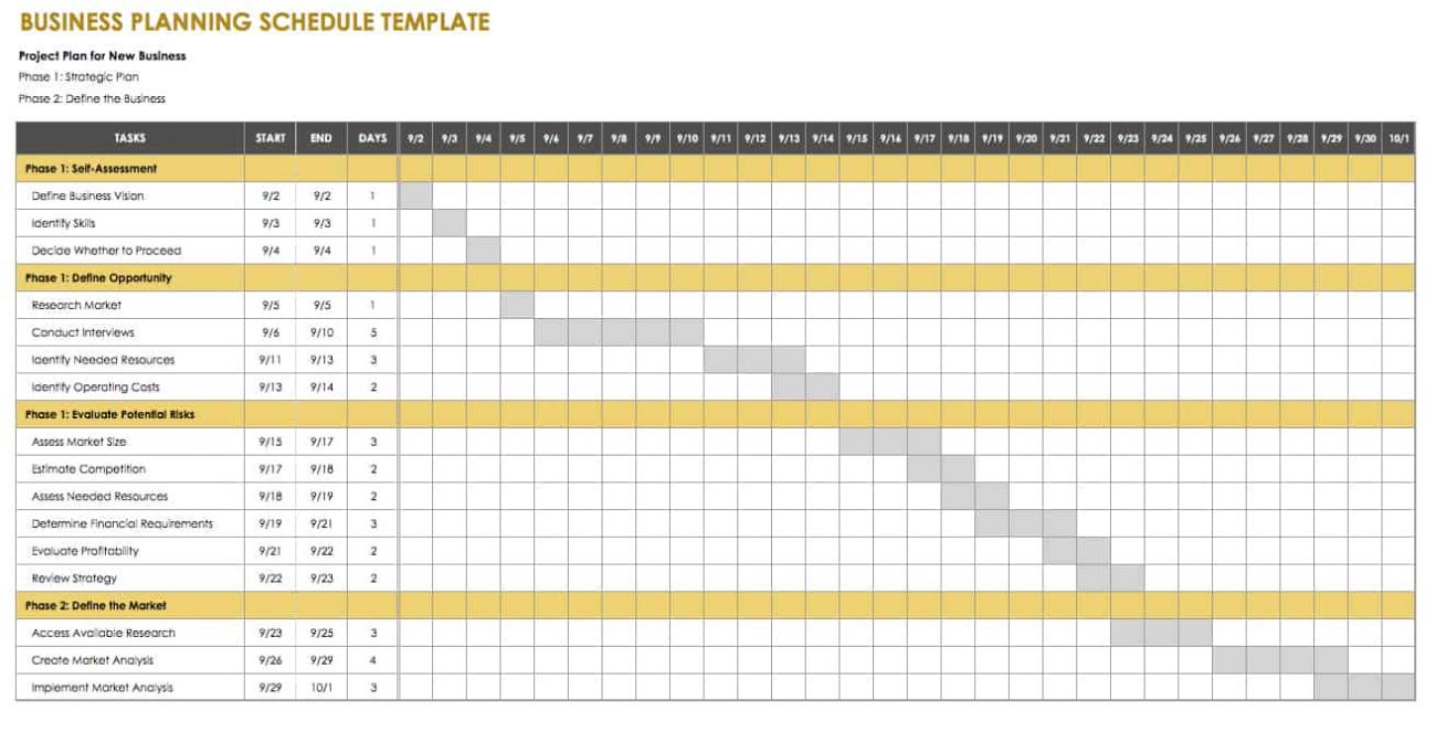 start up schedule business plan