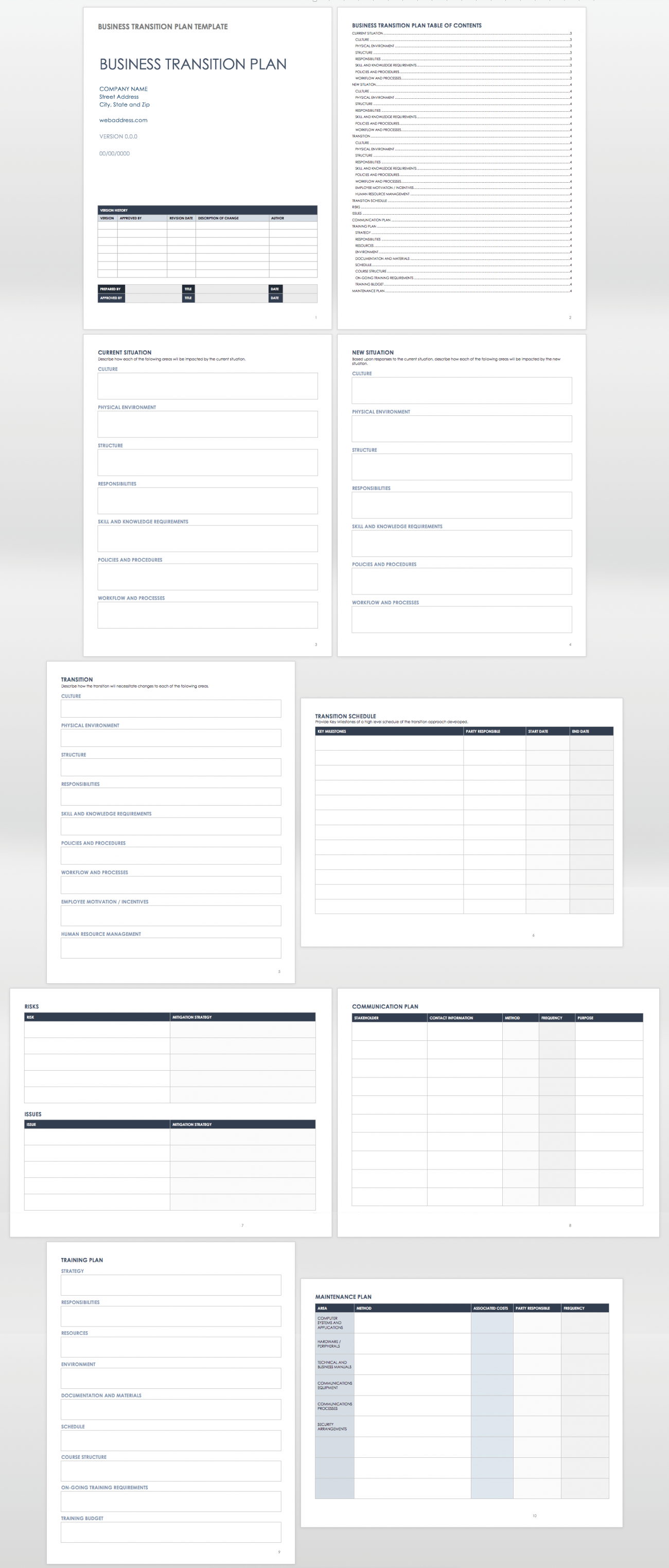 Free Business Transition Plan Templates | Smartsheet