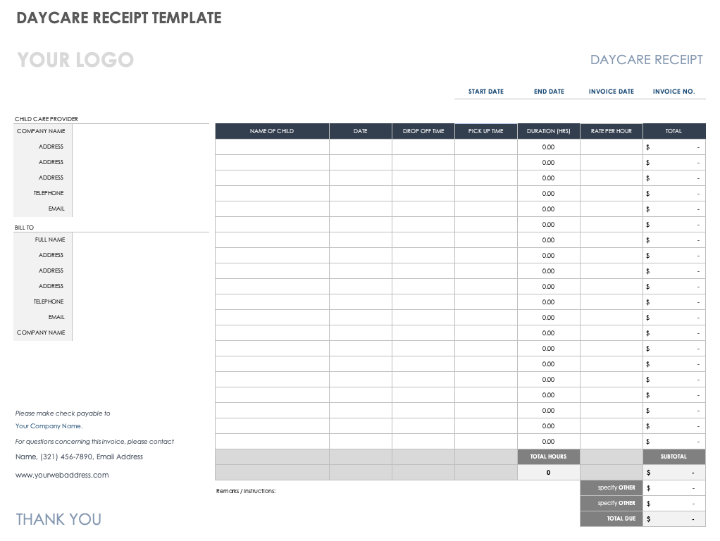 Download Free Excel Receipt Templates | Smartsheet