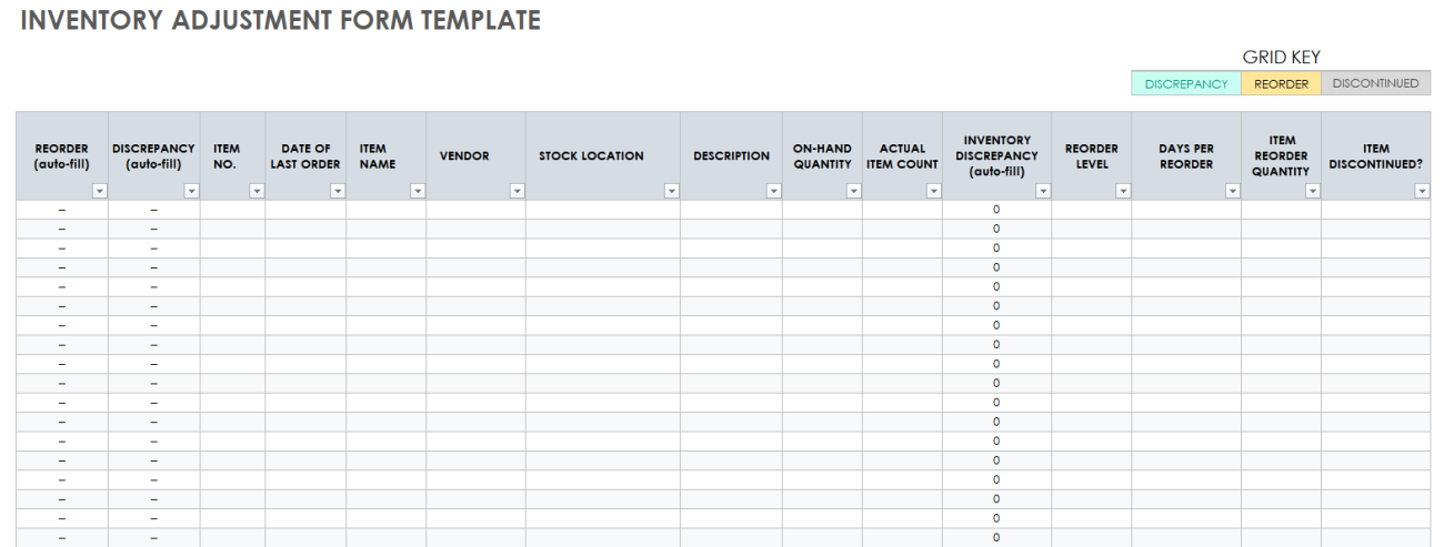 Download Free Inventory Form Templates | Smartsheet