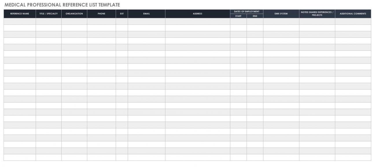 Free Reference List Templates | Smartsheet