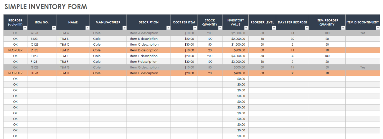 Download Free Inventory Form Templates | Smartsheet