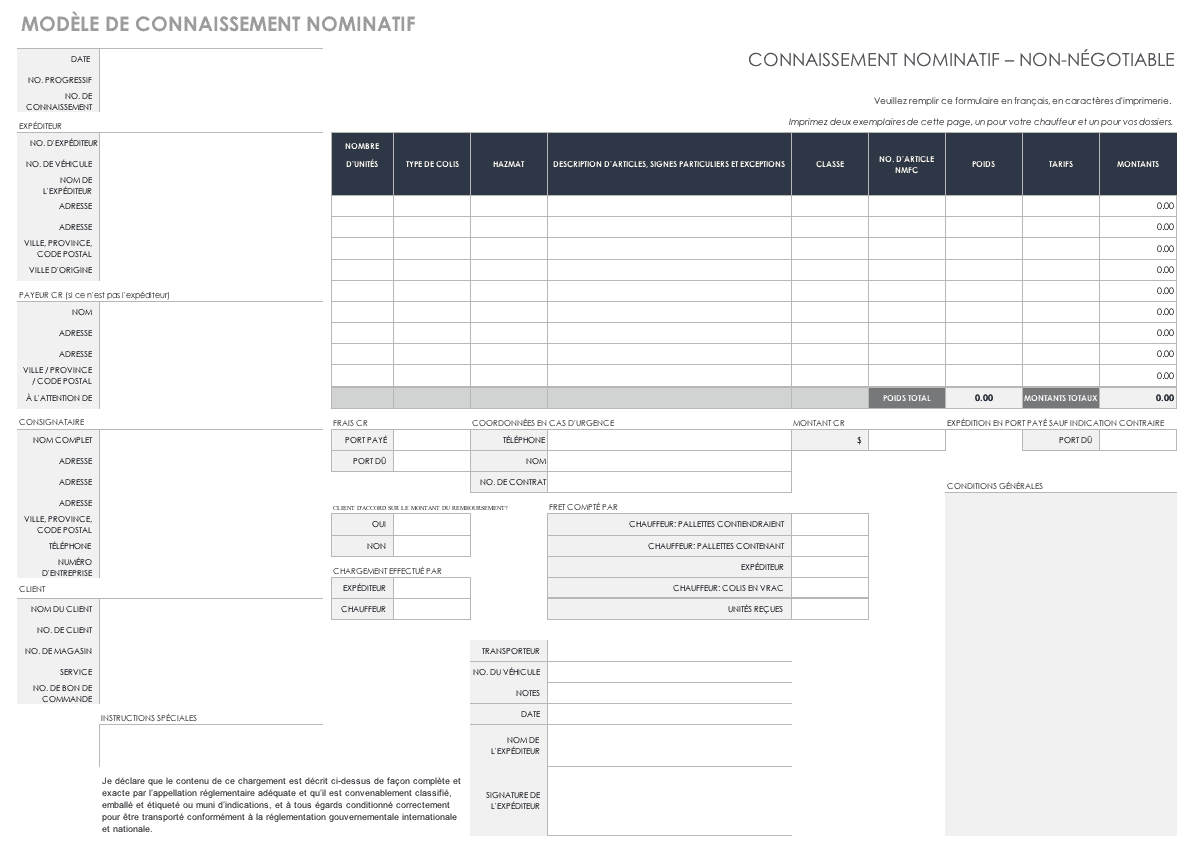 Free Bill of Lading Templates | Smartsheet