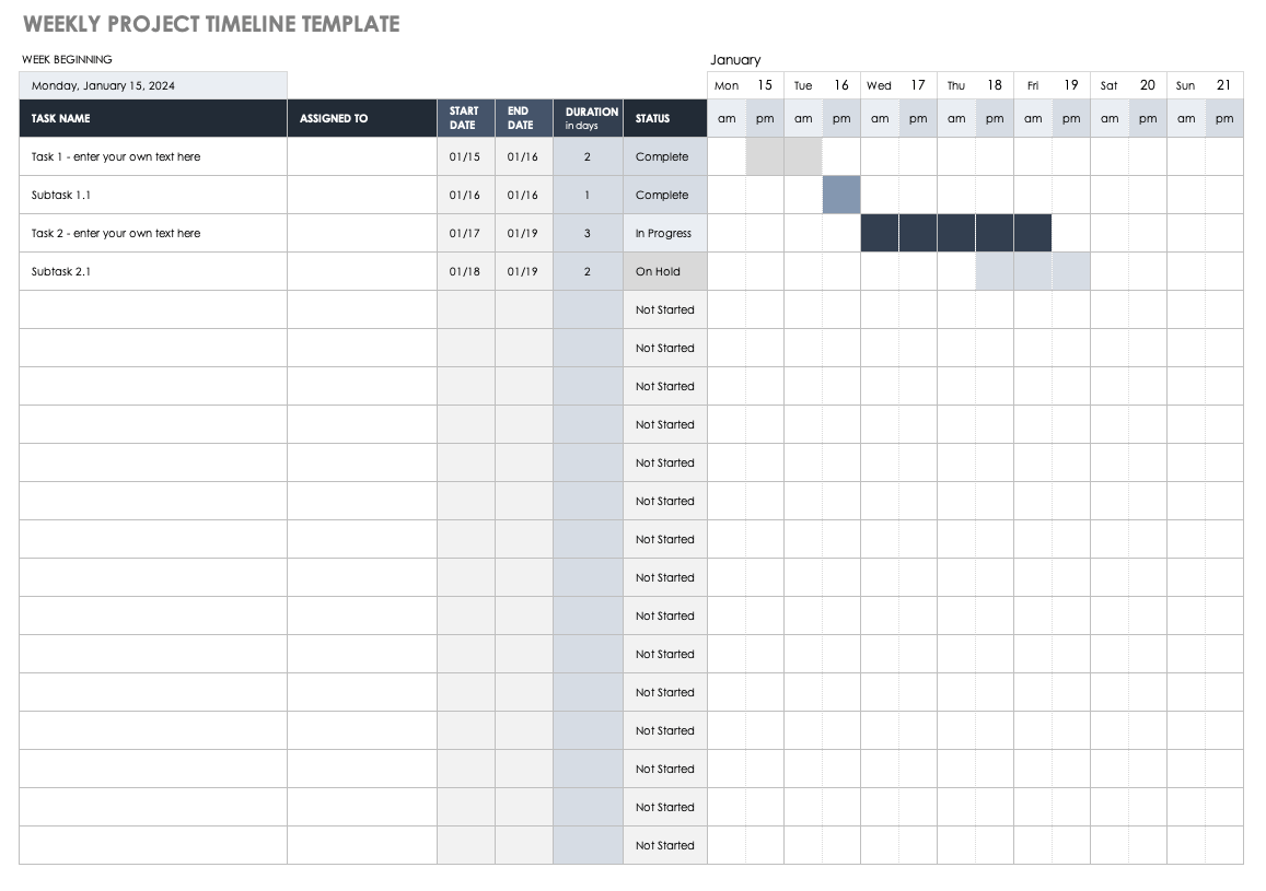 Free Project Timeline Templates - Multiple Formats | Smartsheet