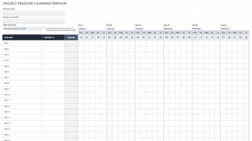 Free Project Calendar Templates | Smartsheet