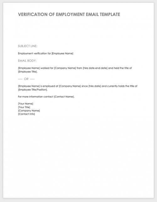 Verification of Employment Email Template 