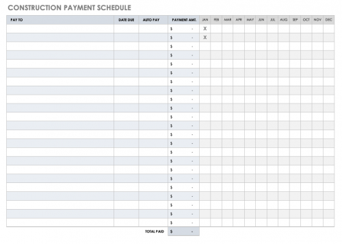 Construction Payment Schedule Template