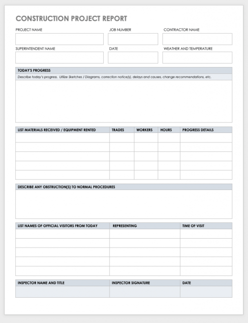 Construction Project Report Template