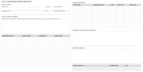 Daily Project Progress Report Template