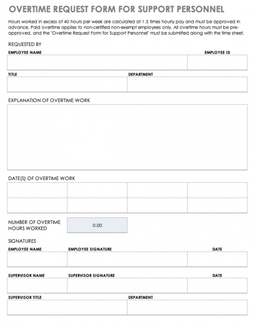 Free Overtime Request Forms | Smartsheet