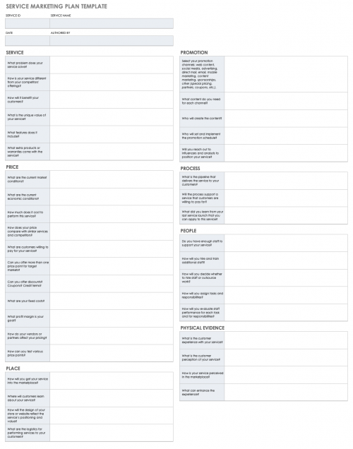 Service Marketing Plan Template