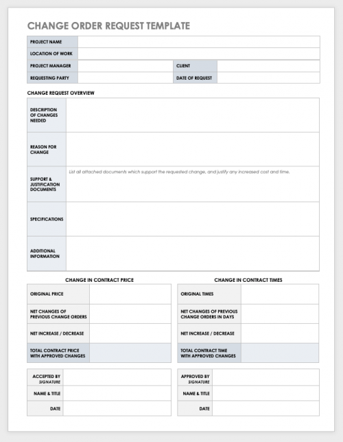 Change Order Request Template