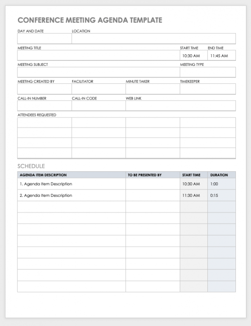 Conference Meeting Agenda Template