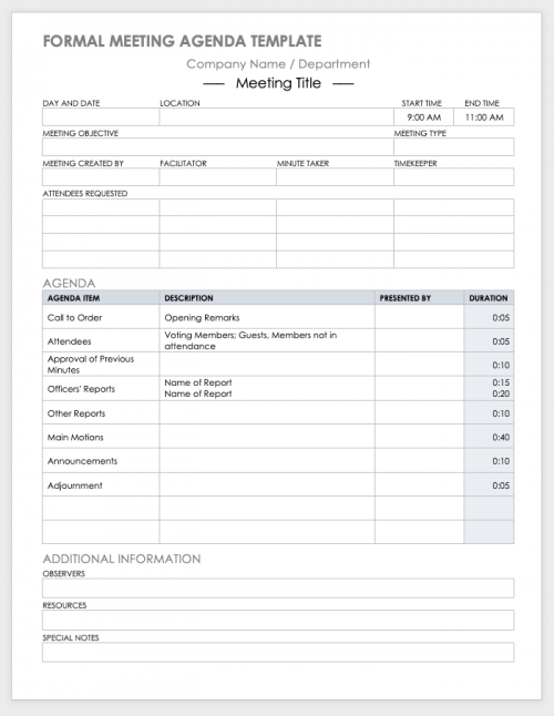 10+ Free Meeting Agenda Templates for Microsoft Word | Smartsheet