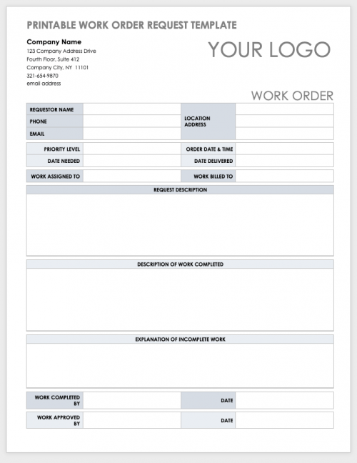 15 Free Work Order Templates Smartsheet Free 27 Printable Work Order