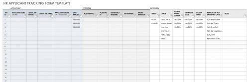 HR Applicant Tracking Form Template