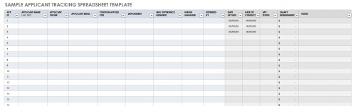 Sample Applicant Tracking Spreadsheet Template