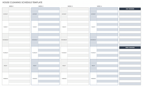 House Cleaning Schedule Template