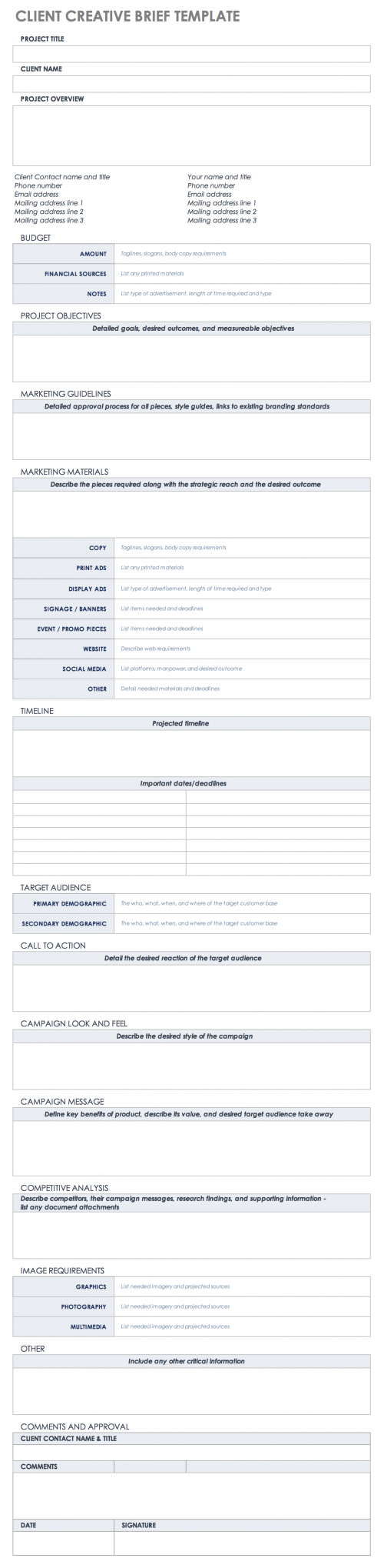 Client Creative Brief Template