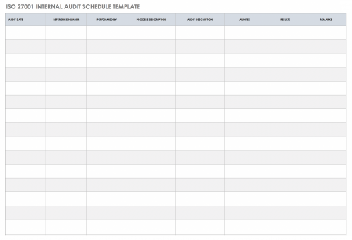 ISO 27001 Internal Audit Schedule