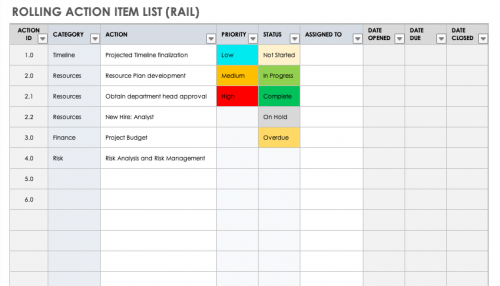 Free Action Item Templates | Smartsheet