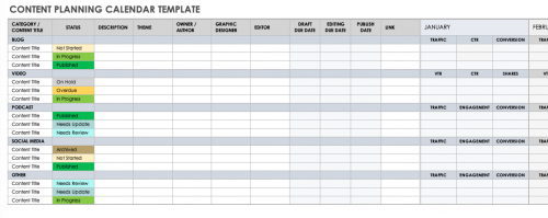 10+ Free Content Plan Templates | Smartsheet