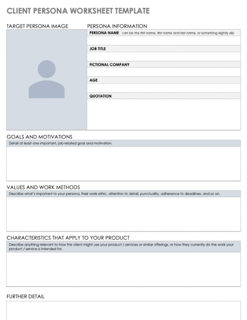 Client Persona Worksheet Template