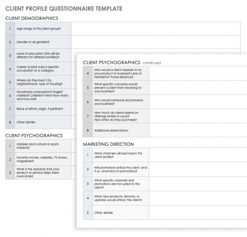 Client Profile Questionnaire Template 