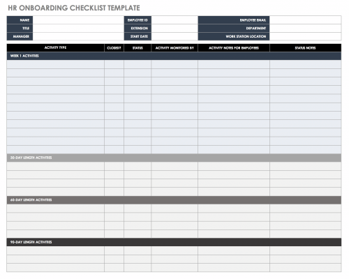 HR Onboarding Checklist Template