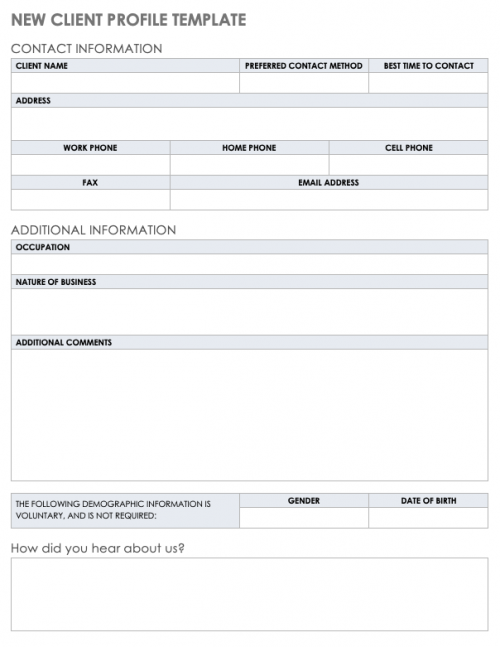 New Client Profile Template