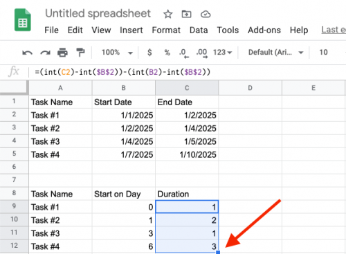 Add Duration Formula To All Cells