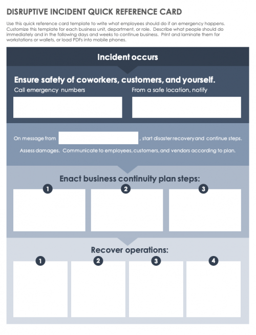 Disruptive Incident Quick Reference Cad Template