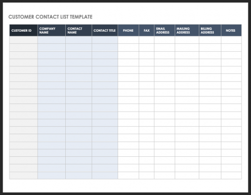 Customer Contact List Template