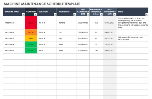 Free Equipment Schedule Templates | Smartsheet