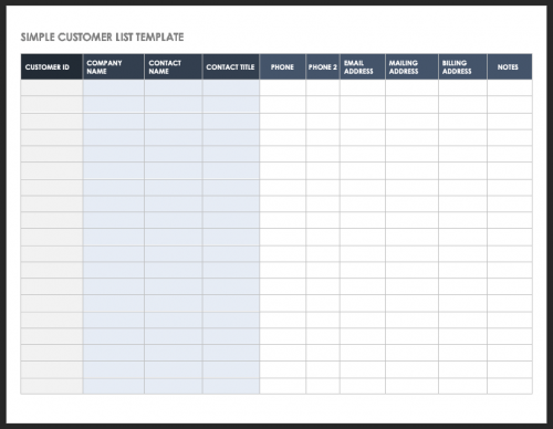 Simple Customer List Template