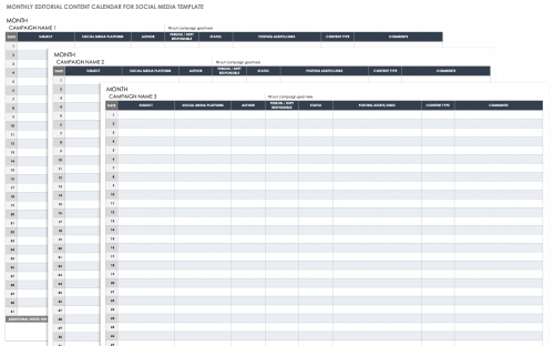 Free Social Media Editorial Calendar Templates | Smartsheet