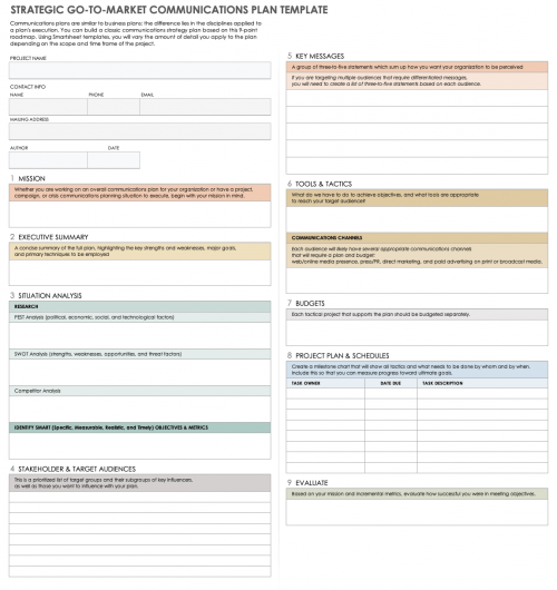 Free Go-To-Market (GTM) Templates | Smartsheet